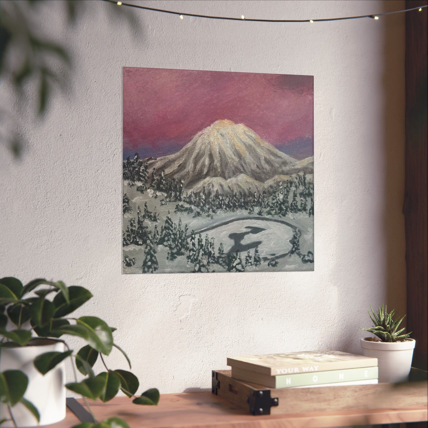 Serene Snow Peak – Winter Mountain Framed Poster Print