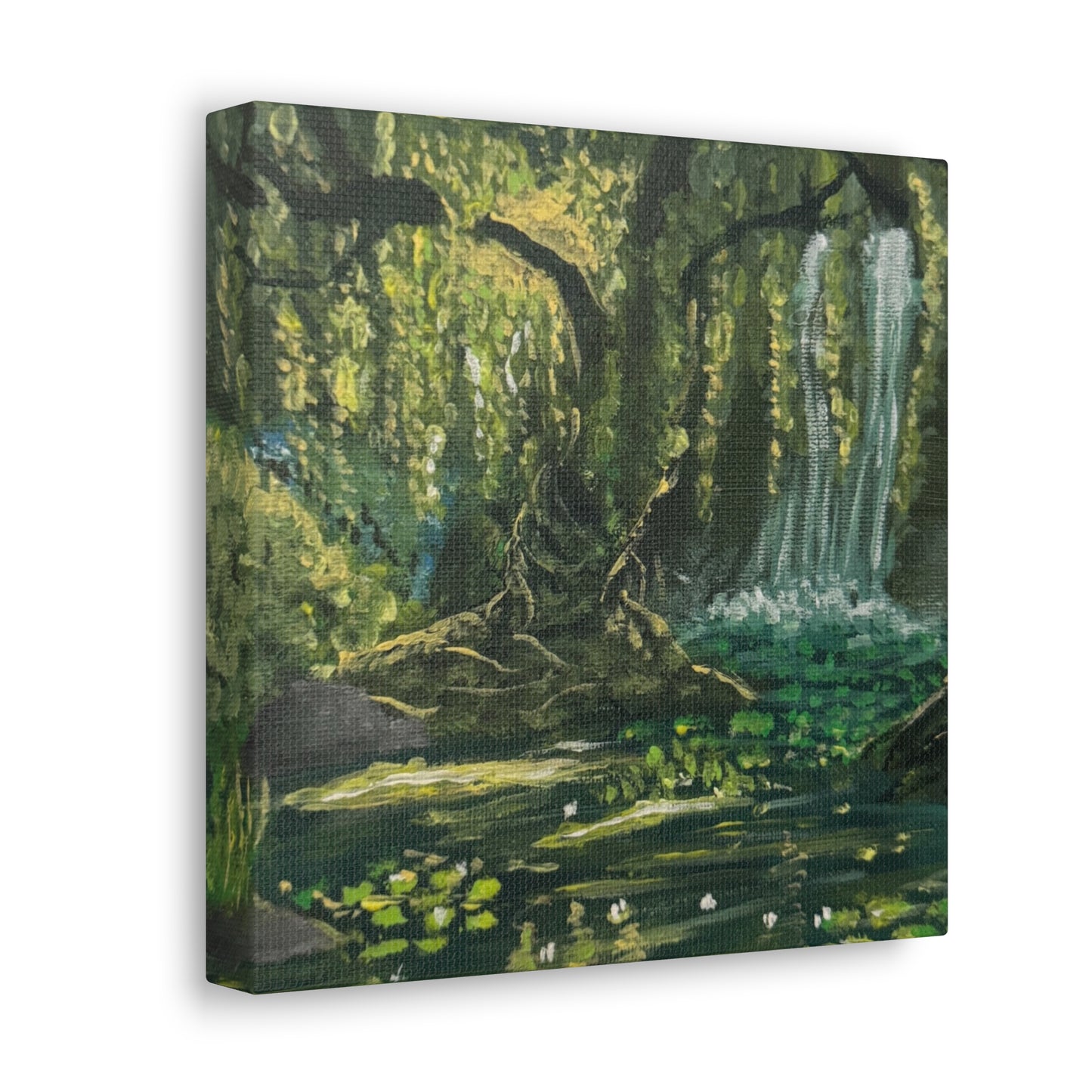 Enchanted Forest Waterfall - Tranquil Nature Art Canvas Print