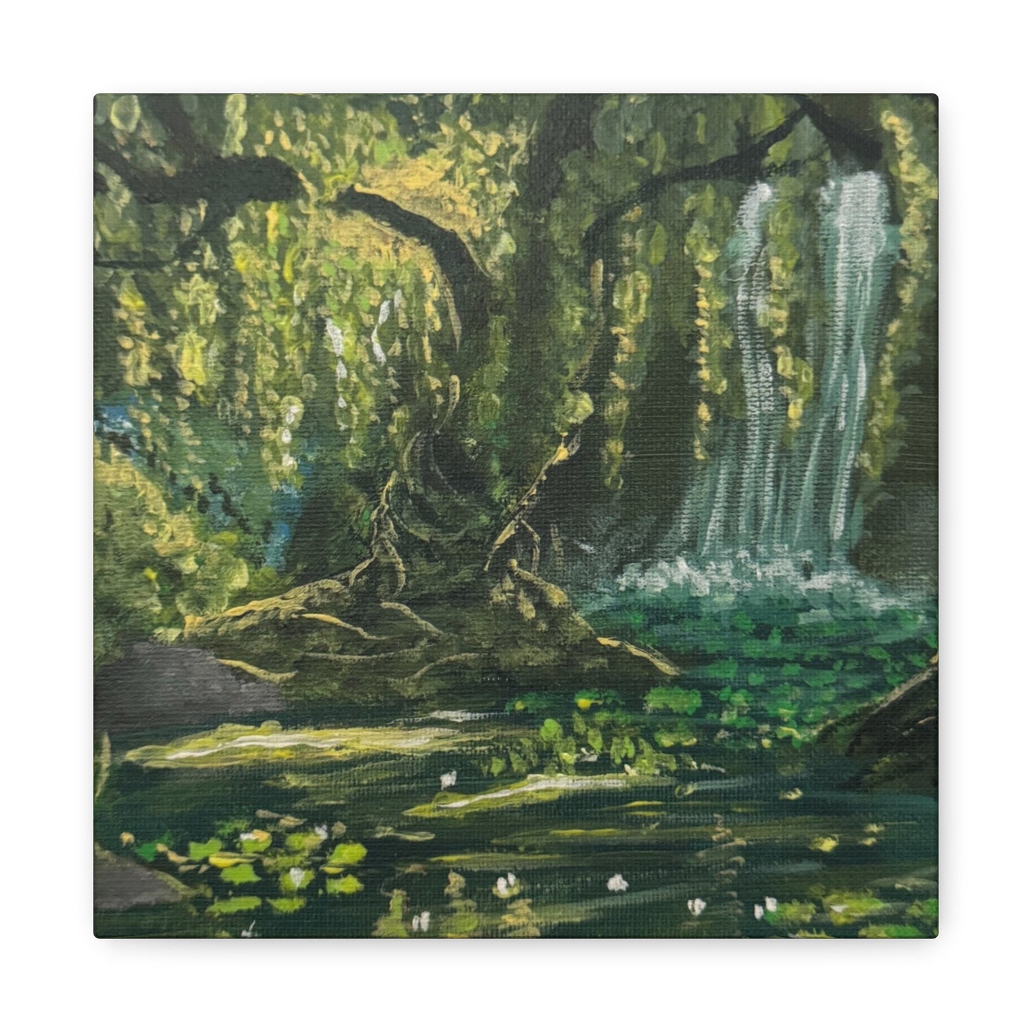 Enchanted Forest Waterfall - Tranquil Nature Art Canvas Print