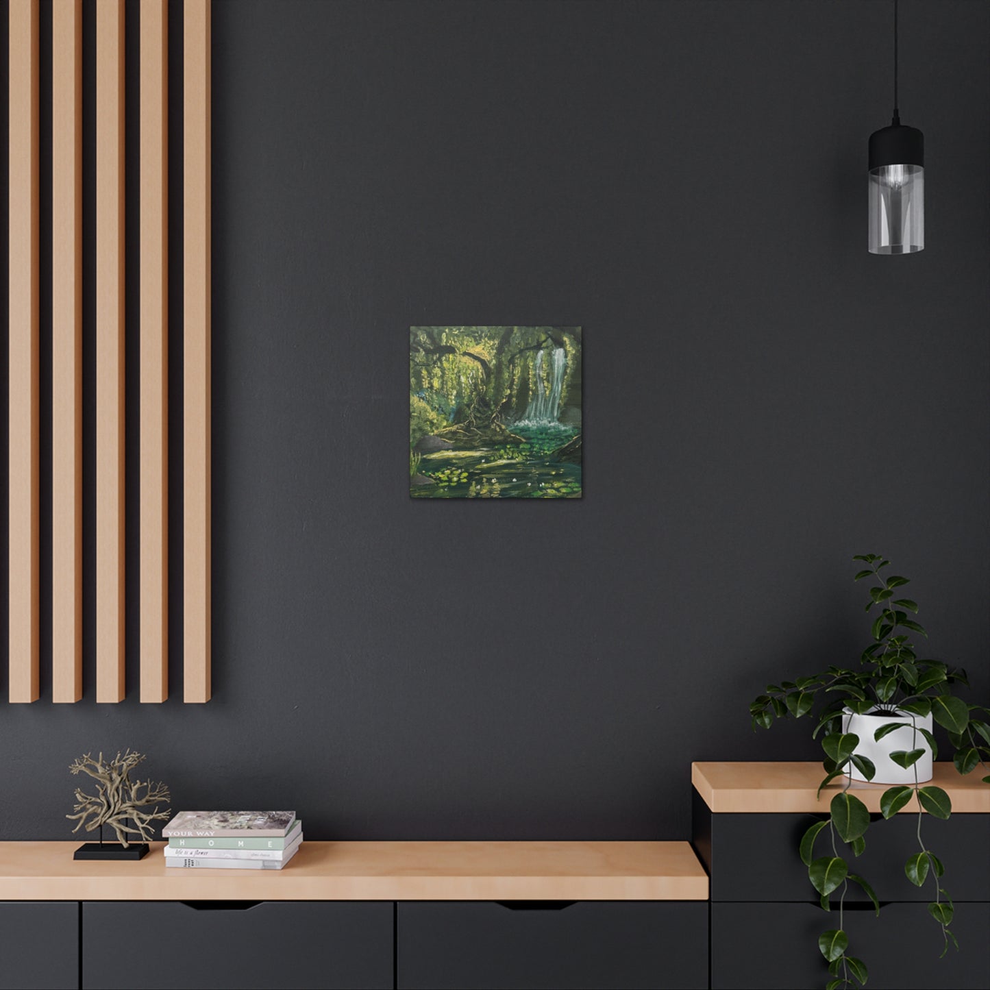 Enchanted Forest Waterfall - Tranquil Nature Art Canvas Print